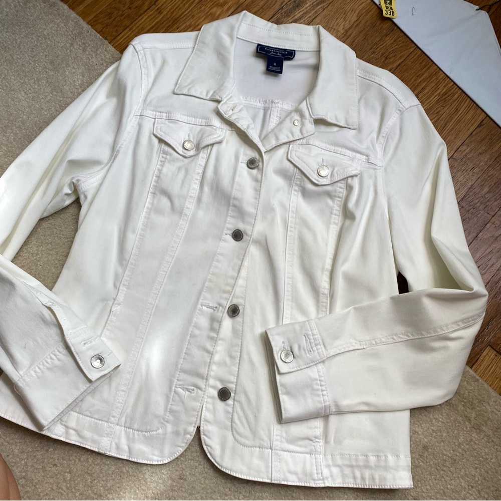 white jean jacket